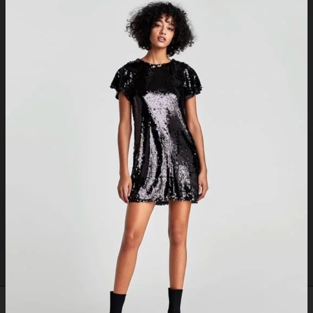 Zara black sequins dress